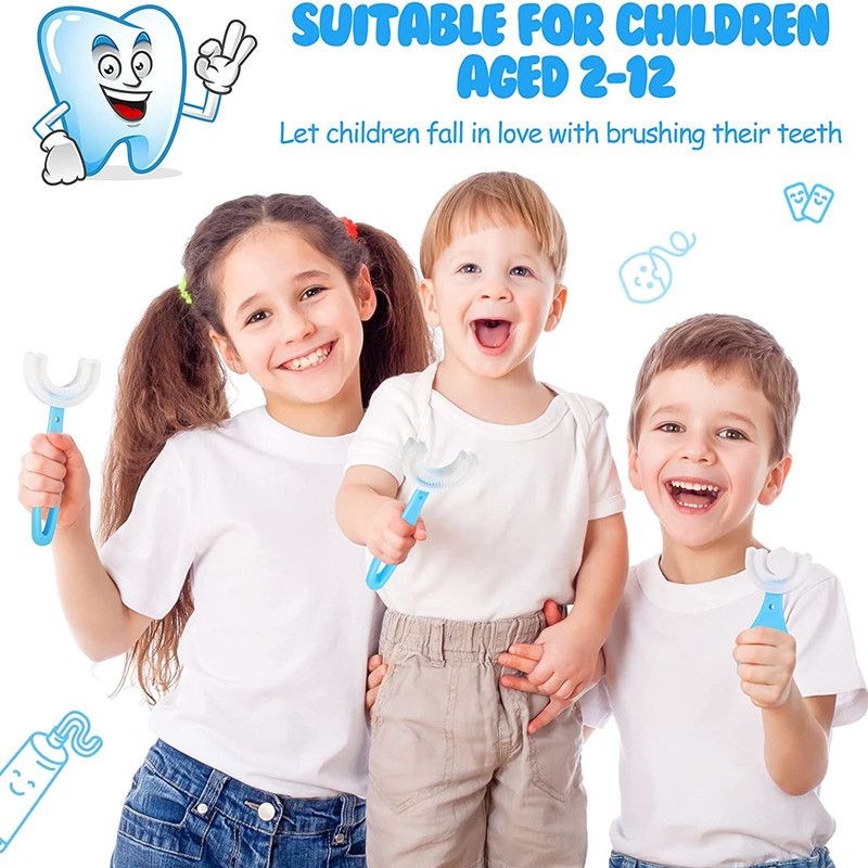 QSF Kids U-shaped Toothbrushes for 2 to 12 kids children boys fashion infant Oral clean tools baby girls kids care boy Baby products girl Children's Teeth
