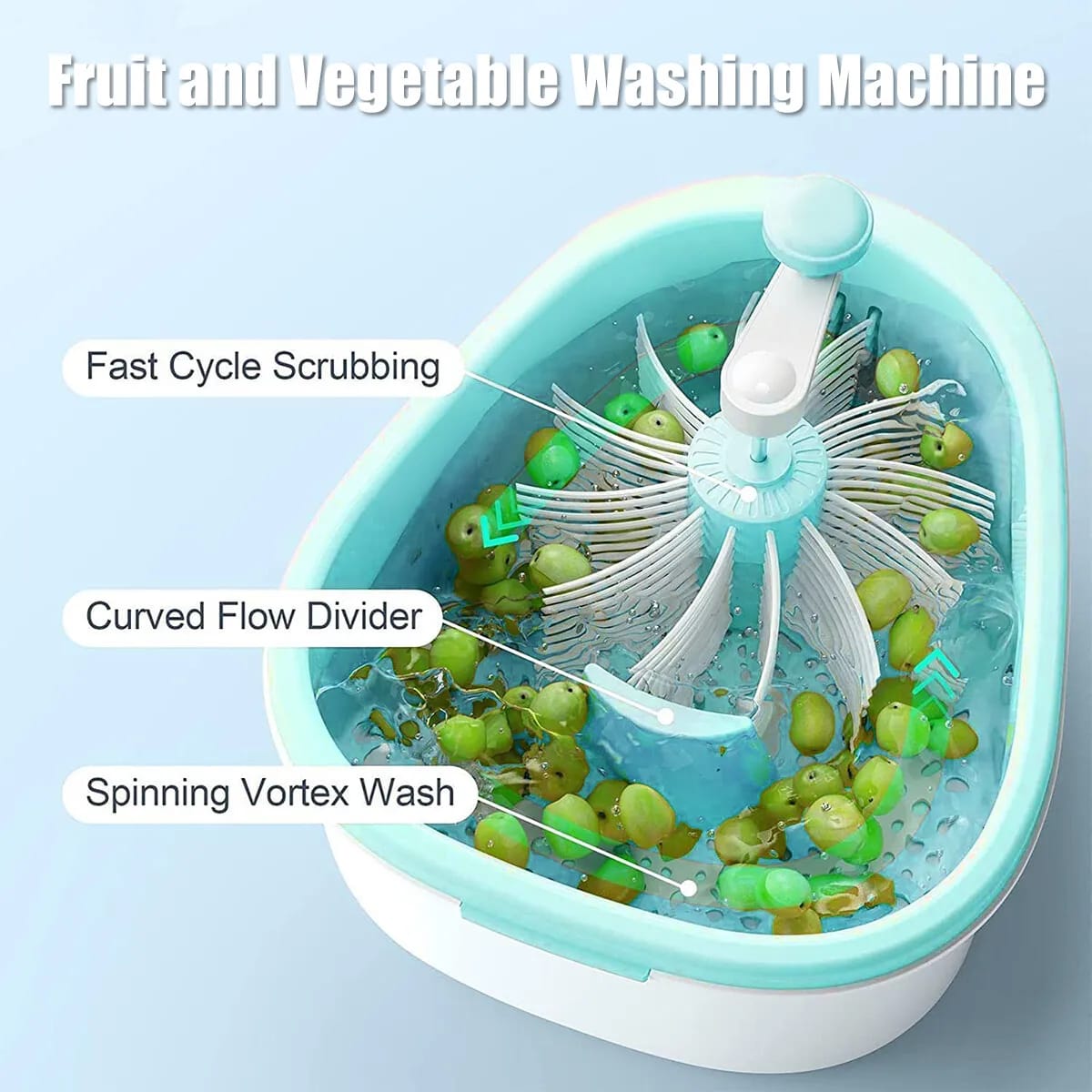 Fruit Vegetable Washing Machine Fruit Washing Spinner Device Vegetable Cleaner Device with Spin Scrubber Brush for Home Kitchen