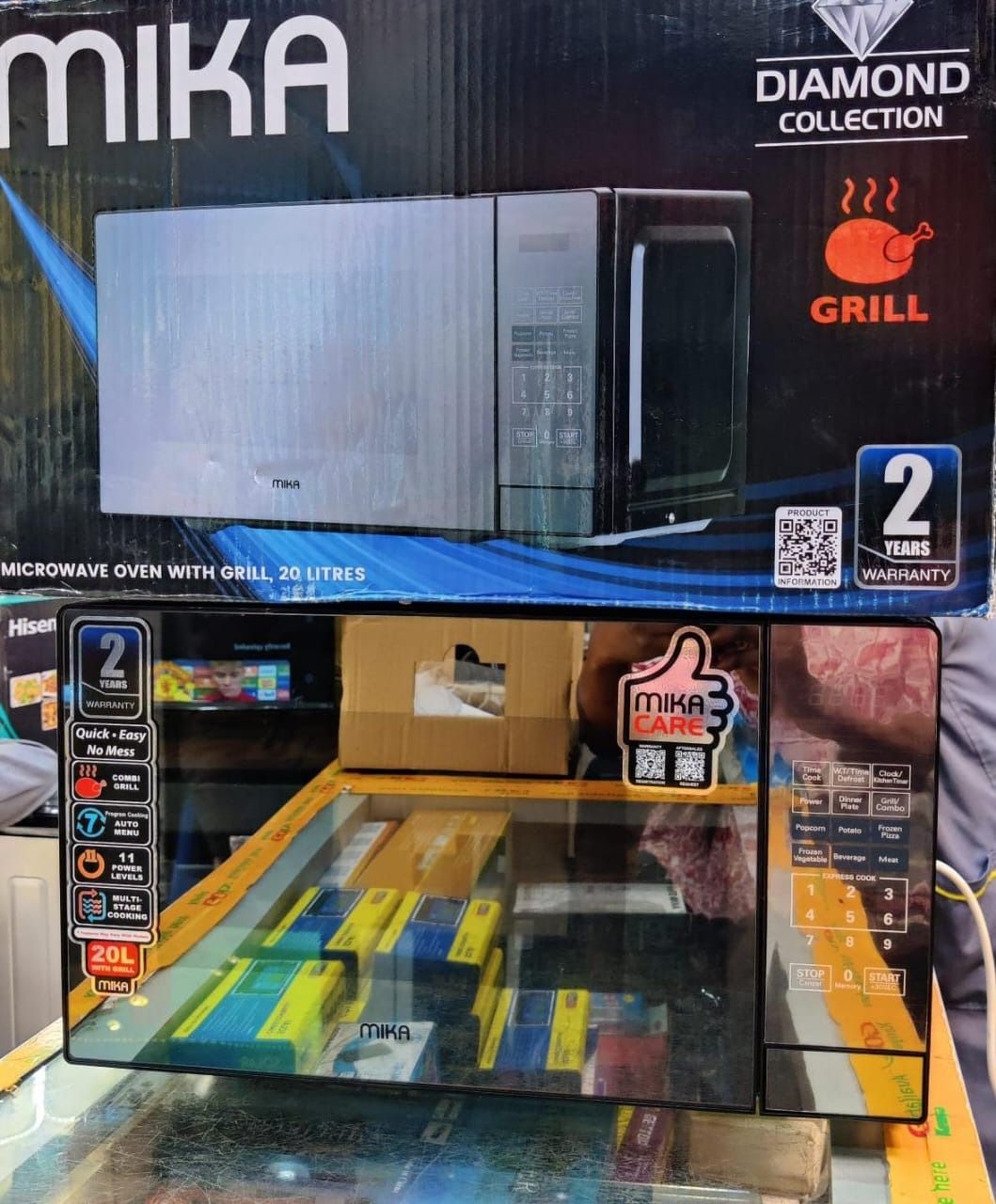 MIKA Microwave Oven, 20L, with Grill, Digital Control Panel, Mirror Finish