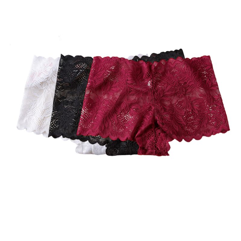 3PCS Women Panties 3 IN 1 Women's lace underwear Breathable embroidered flat angle Panties Low waisted seamless women's triangle pants