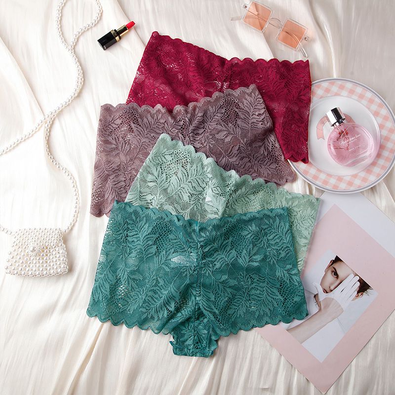 3PCS Women Panties 3 IN 1 Women's lace underwear Breathable embroidered flat angle Panties Low waisted seamless women's triangle pants