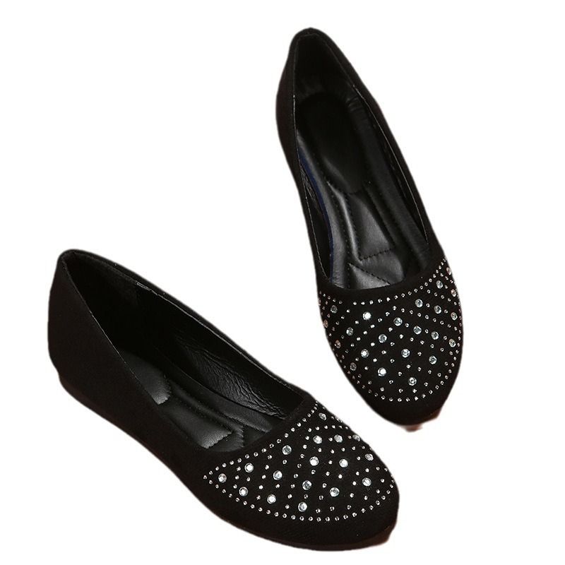BIG SIZE 37-43 single shoes frosted European and American round toe flat sole casual brick inlaid large size single shoes women's foreign trade women's single shoes ladys shoes loafers