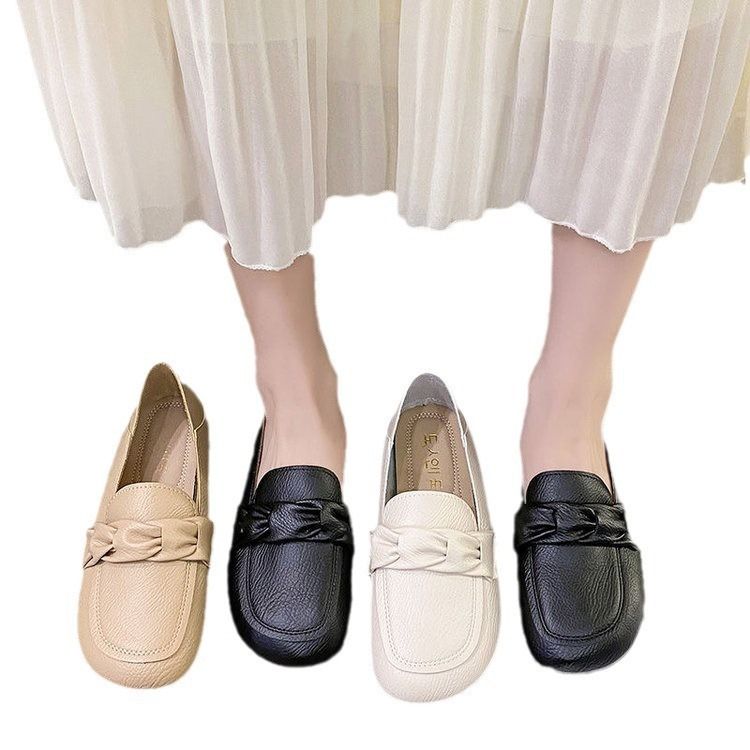 （Abit small in fitting so go for size higher）BIG SIZE 37-41 NEW BLACK Spring two wear flat fashion single shoes one foot kick-in beanie shoes women's casual pumps versatile loafers for women