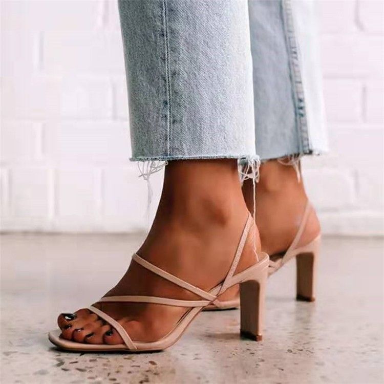 Summer Fashion Orange Ankle Cross Strap Women Sandals Sexy Lace Up Square Toe Female High Heels Party Shoes Heels Women