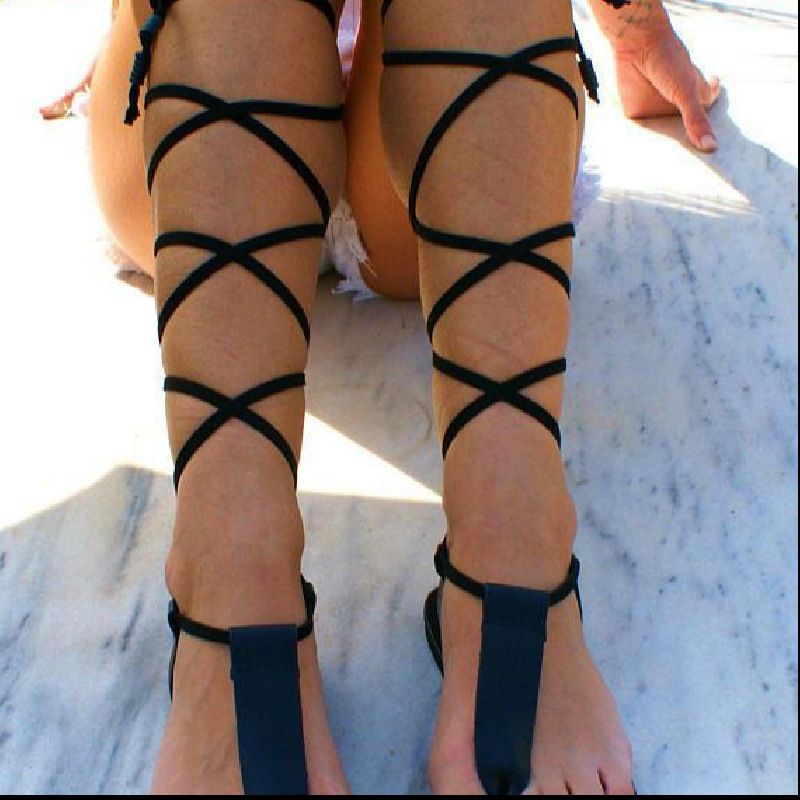 New Gladiator Women Flat Sandals Ladies Clip Toe Cross Strap Thong Sandals Shoes Woman Beach Free-binding Sandalen Dames