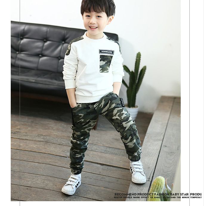 Kids Sport Clothing Sets Boys Tracksuit Autumn Camouflage Children Tops Pants 2Pcs Kit Outfit Teenager Boys Camouflage Tracksuit