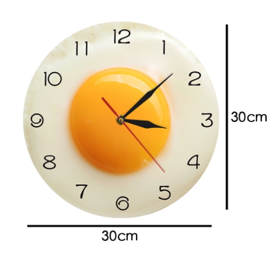 Sunny Side Up Fried Egg Kitchen Wall Clock 3D Flat Design Breakfast Food Wall Art Dining Room Interior Decor Silent Wall Watch