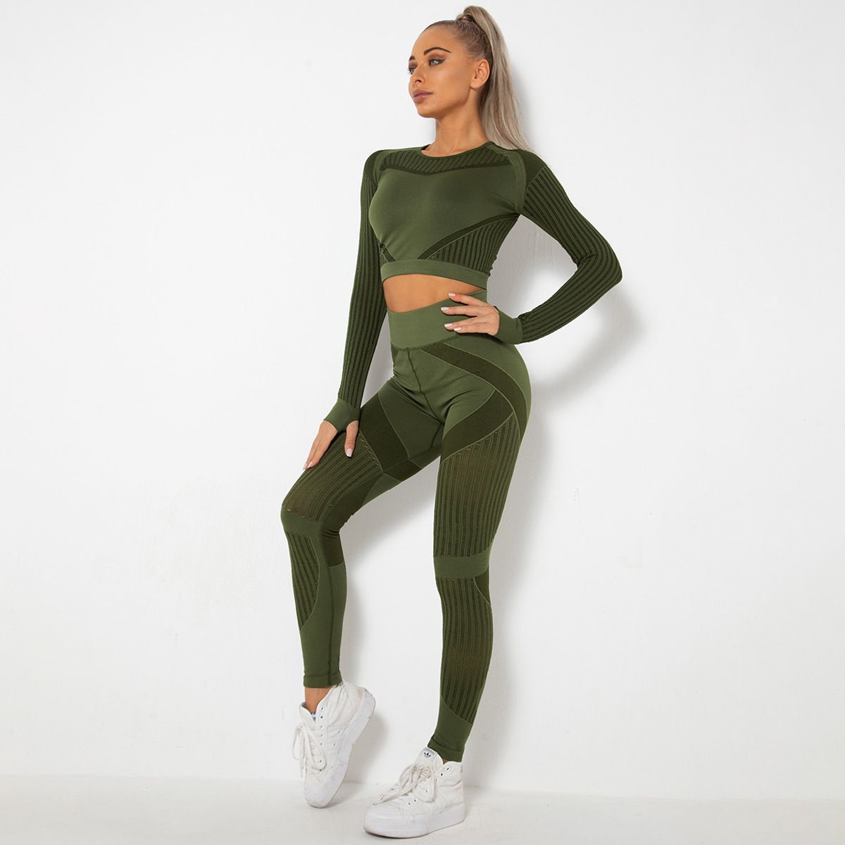 Hollow Out Seamless Yoga Set Sport Outfits Women Black Two 2 Piece Crop Top Bra Leggings Workout Gym suit Fitness Sport Sets