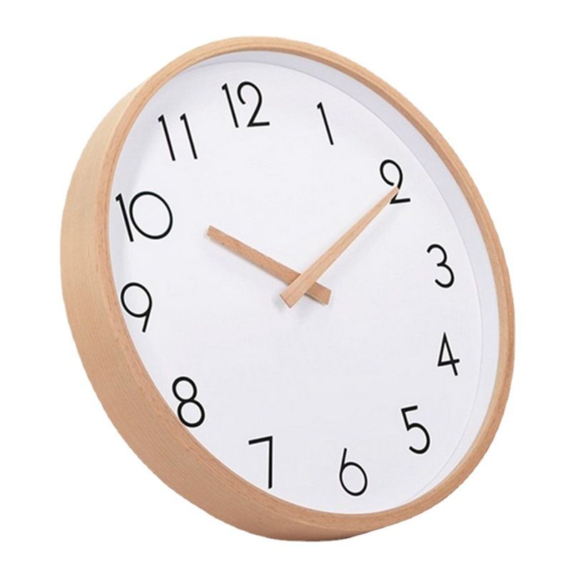 Solid Wood Wall Clock Living Room Modern Minimalist Household Japanese Silent Clock Bedroom Creative Hanging Shi Ying Clocks On