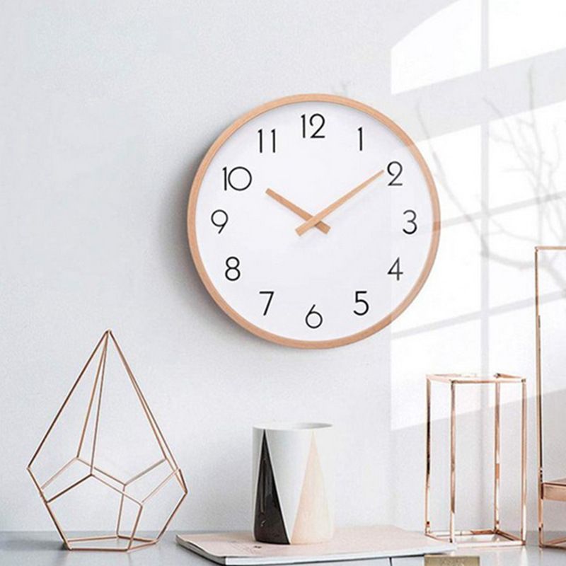 Solid Wood Wall Clock Living Room Modern Minimalist Household Japanese Silent Clock Bedroom Creative Hanging Shi Ying Clocks On