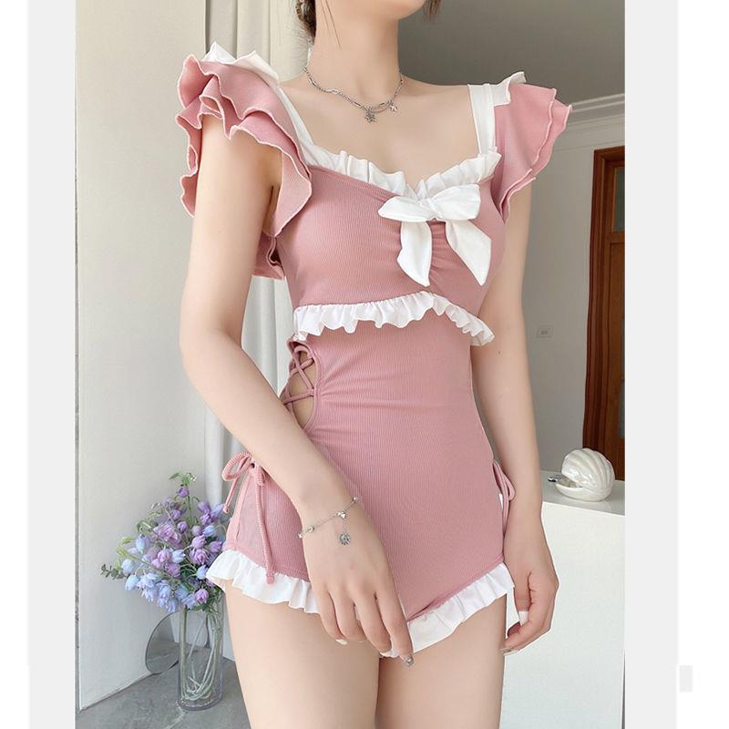 New Kawaii Swimsuit Women Bikini Fashion Swimwear One-Piece Monokini Sexy Push Up Girls Padded Beach Wear Swimming Summer