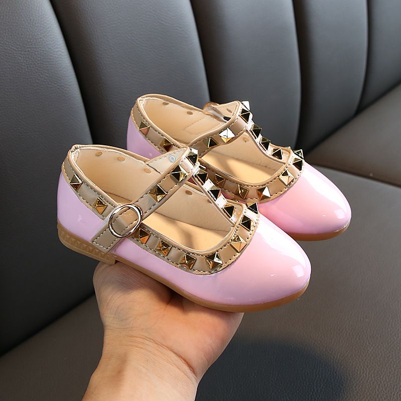 Girls Loafers Shoes Spring Children Shoes Girl Rivets Princess Autumn Toddler Girls Kids Flat Shoes T-Tied Style Girls Summer Sandals