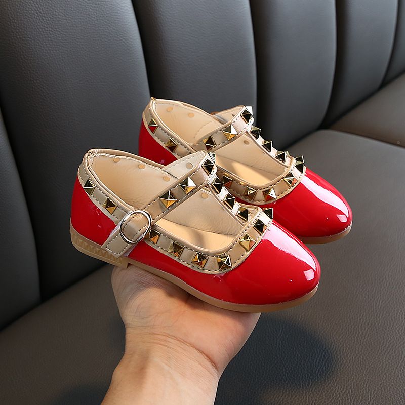 Girls Loafers Shoes Spring Children Shoes Girl Rivets Princess Autumn Toddler Girls Kids Flat Shoes T-Tied Style Girls Summer Sandals
