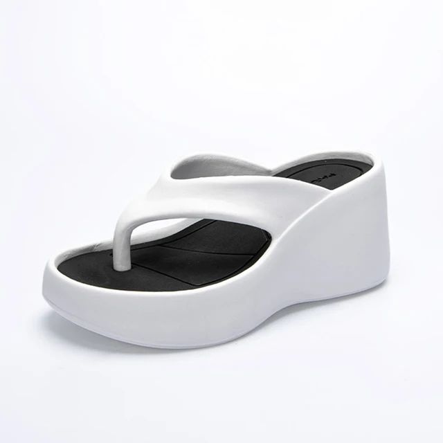 Women's Clip Toe Wedge Flip Flops 2024 Summer Chunky Platform Beach Sandals Woman Thick Sole High Heeled Eva Slippers Slides