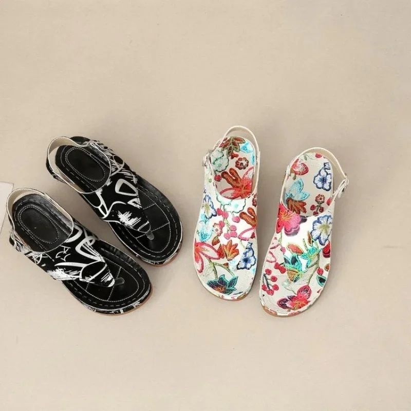Women Sandals Orthopedic Wedge Heels Sandals 2024 Summer New Fashion Buckle Shoes for Women Beach Flip Flops Zapatos De Mujer