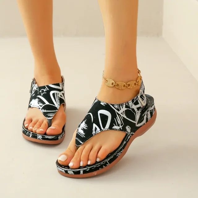 Women Sandals Orthopedic Wedge Heels Sandals 2024 Summer New Fashion Buckle Shoes for Women Beach Flip Flops Zapatos De Mujer
