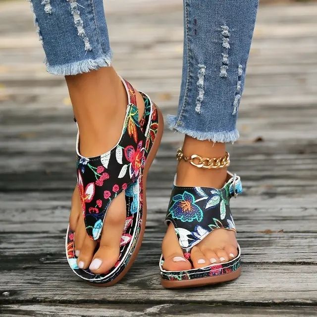 Women Sandals Orthopedic Wedge Heels Sandals 2024 Summer New Fashion Buckle Shoes for Women Beach Flip Flops Zapatos De Mujer