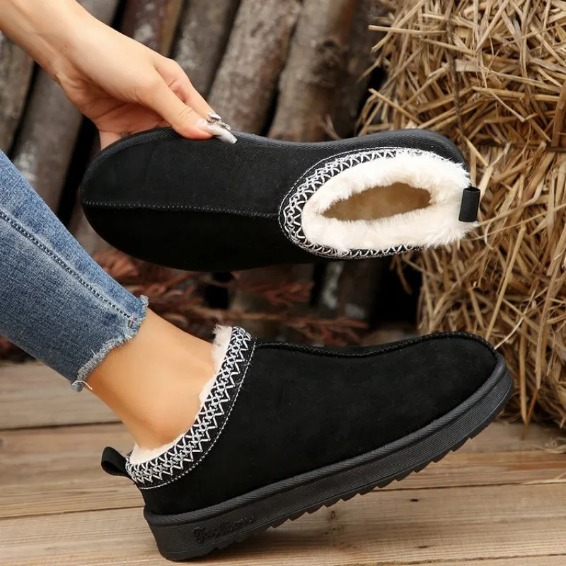 Chelsea Ankle Snow Boots Women Winter 2024 New Brand Fur Short Plush Warm Flats Slippers Platform Shoes Flip Flops Botas