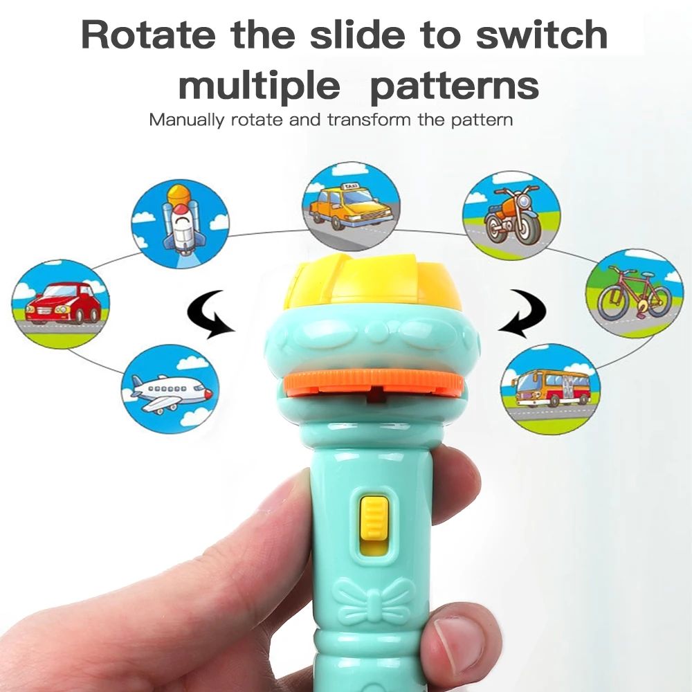10 Cards Cartoon Projection Flashlight 80 Patterns Creative Children Flashlight Toy Projector Baby Toys Bedtime Story Book Toy