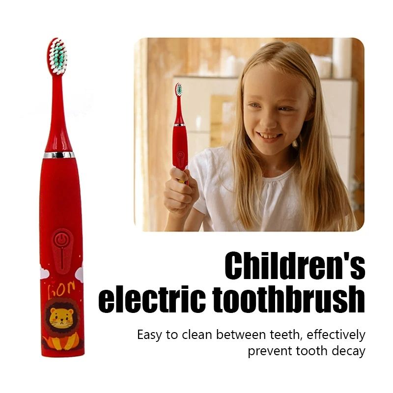 Colorful Cute Cartoon Design Ultrasonic Electric Toothbrush Slim Smart Kids Electric Toothbrush With Replacement Heads