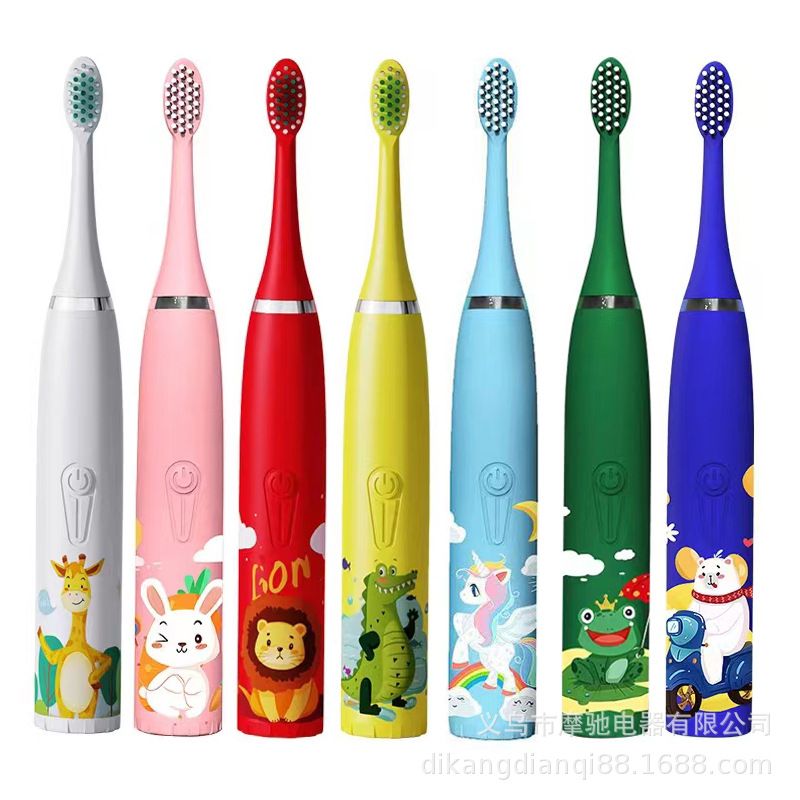 Colorful Cute Cartoon Design Ultrasonic Electric Toothbrush Slim Smart Kids Electric Toothbrush With Replacement Heads