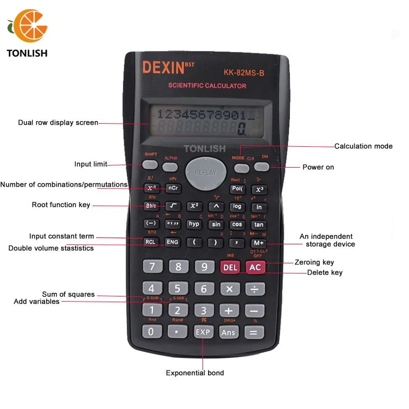 Portable Scientific Calculator  Functions Calculator 12 Digits Display Scientific Calculator for Mathematics Teaching  School Student 240  KK-82MS-B