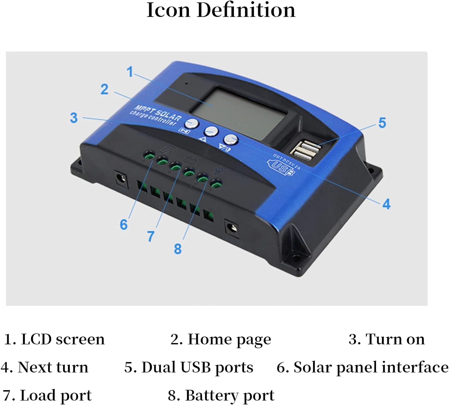 30A/60A MPPT Solar Charge Controller 12V/24V Auto Focus Tracking Solar Panel Regulator with LCD Display Dual USB Port Charge Controller Multiple Load Control Modes