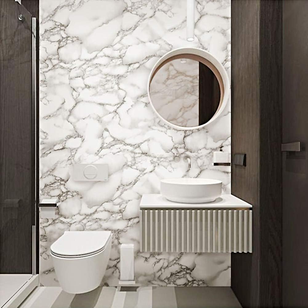 2024 Waterproof Oil-proof Wall Paper, Paper for Countertops Desk Cover Table Top Removable Wallpaper Self Adhesive Kitchen Countertop Peel and Stick Wallpaper Waterproof Oil Proof Marble Paper
