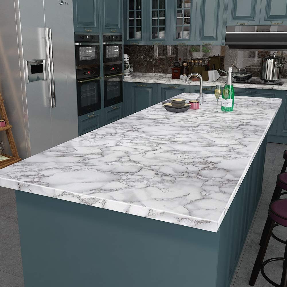 2024 Waterproof Oil-proof Wall Paper, Paper for Countertops Desk Cover Table Top Removable Wallpaper Self Adhesive Kitchen Countertop Peel and Stick Wallpaper Waterproof Oil Proof Marble Paper