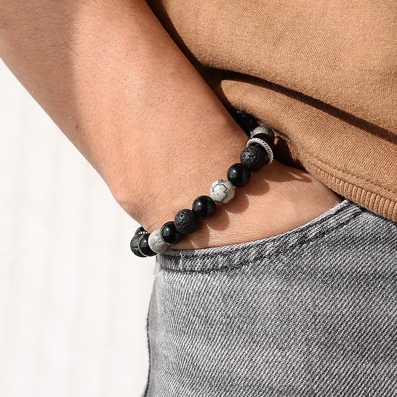 Natural Stone Bead Bracelets for Men Fashion Luxury Antique Crown Mate Beads Tiger Eye Stone Handmade Beaded Bracelets Jewelry