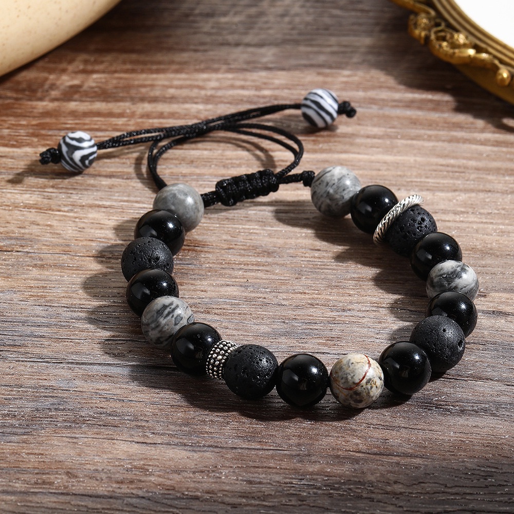 Natural Stone Bead Bracelets for Men Fashion Luxury Antique Crown Mate Beads Tiger Eye Stone Handmade Beaded Bracelets Jewelry