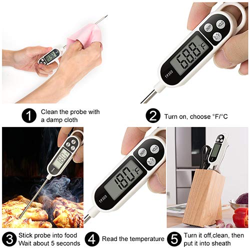 Upgraded Meat Thermometer, Foot Thermometer, Digital Instant Read Food Temperature for Candy Milk Oil Deep Fry BBQ, Etc by AikTryee
