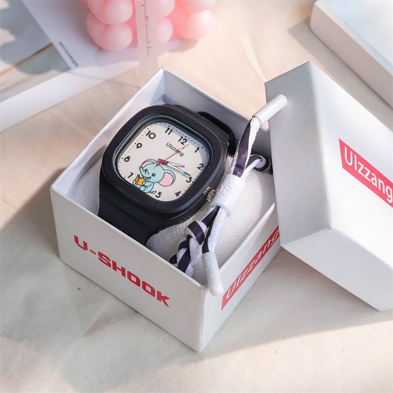 New Lovely Kids Watch Square Luminous Watch Fashion Silicone Sports Watch for Students Luminous Watch Popular in Instagram