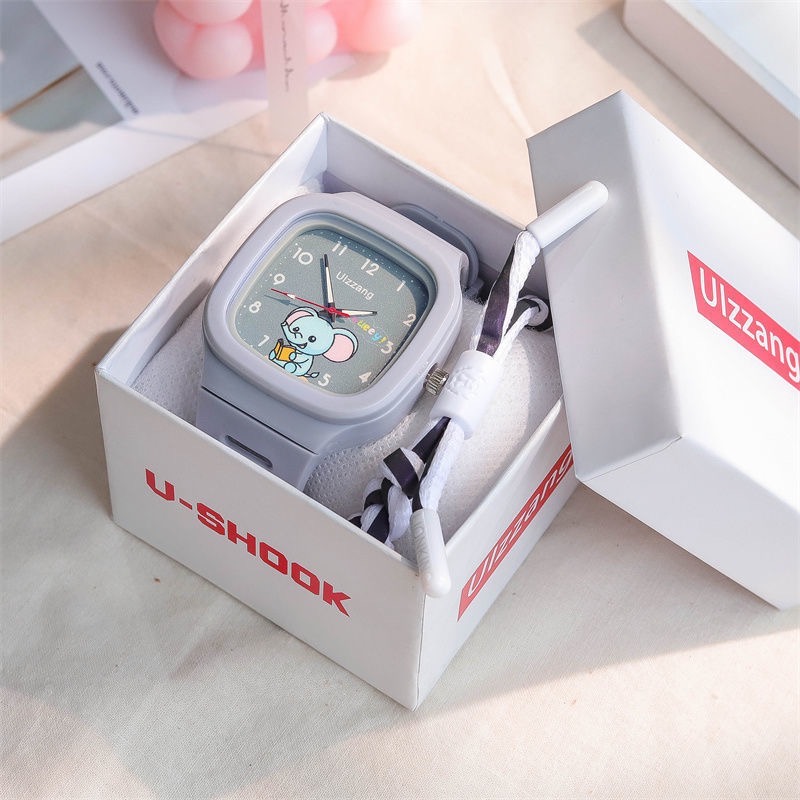 New Lovely Kids Watch Square Luminous Watch Fashion Silicone Sports Watch for Students Luminous Watch Popular in Instagram