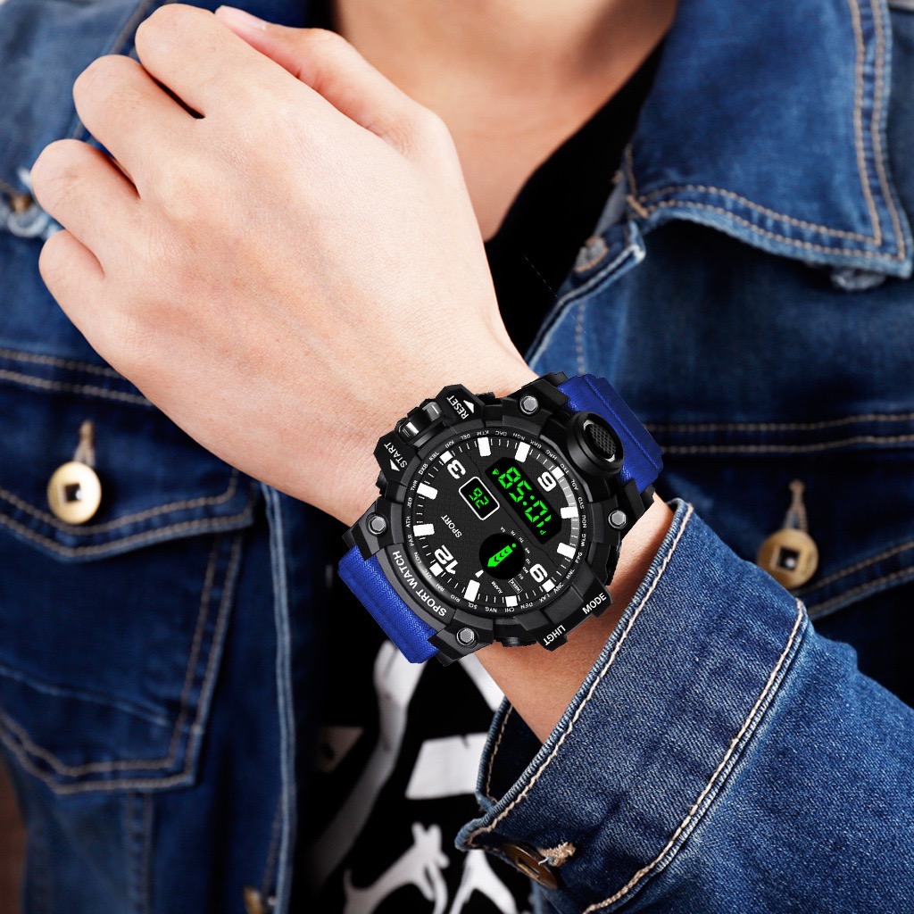 Black Men Watch Military Sport Watch Men's Digital Watches Waterproof Countdown Date LED Electronic Wristwatch Clock