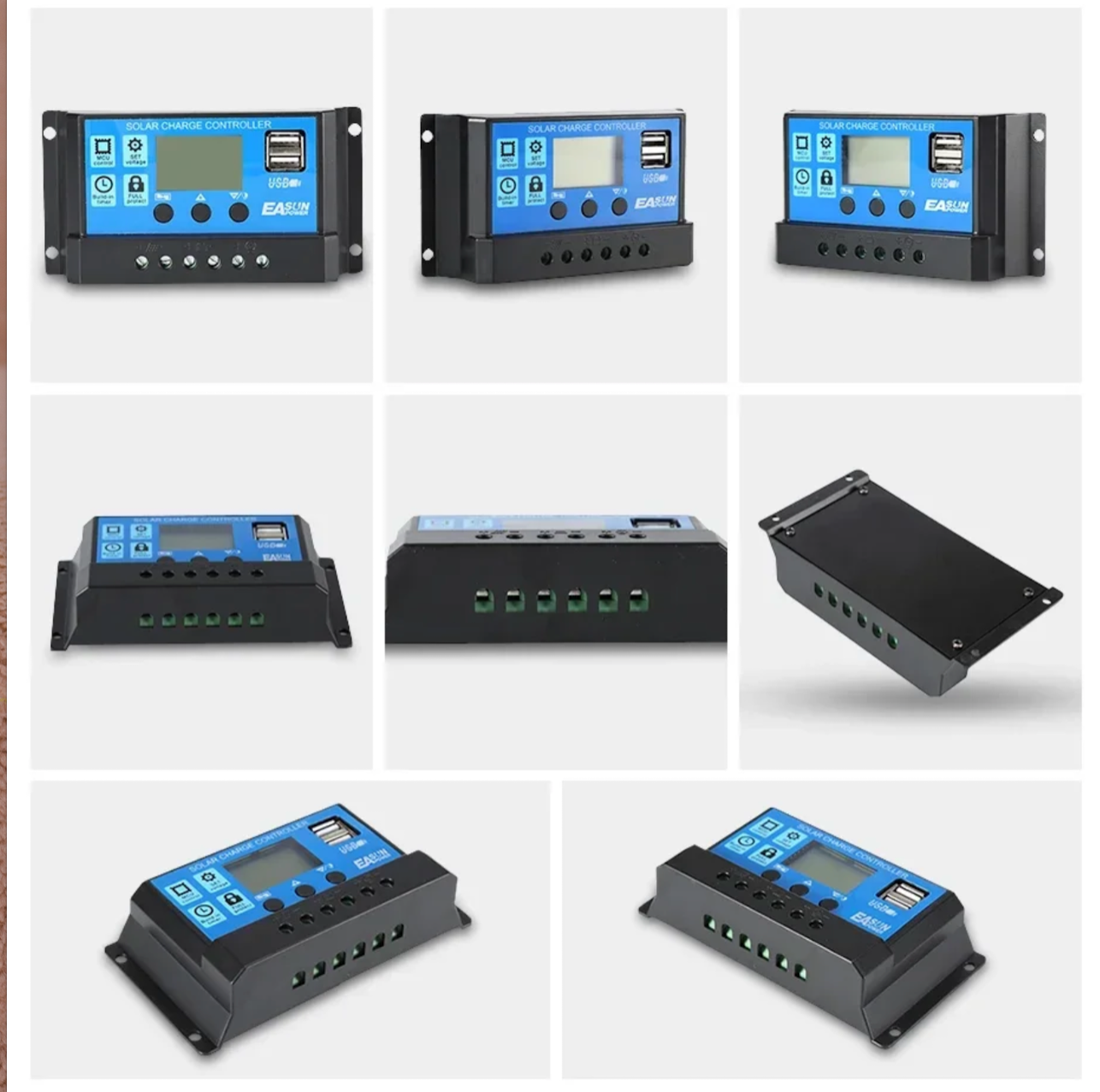 Solar Panel Charge Controller  10A 20A 30A 12V 24V Lead Acid Battery Charger Build-in Timer LCD Dual USB 5V Output