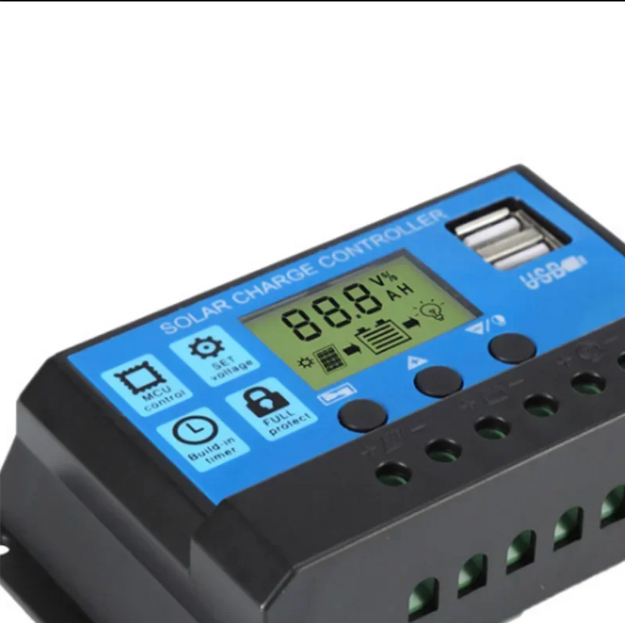 Solar Panel Charge Controller  10A 20A 30A 12V 24V Lead Acid Battery Charger Build-in Timer LCD Dual USB 5V Output