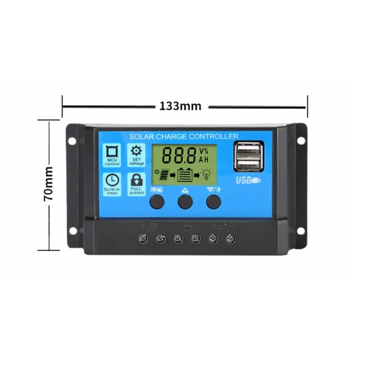 Solar Panel Charge Controller  10A 20A 30A 12V 24V Lead Acid Battery Charger Build-in Timer LCD Dual USB 5V Output