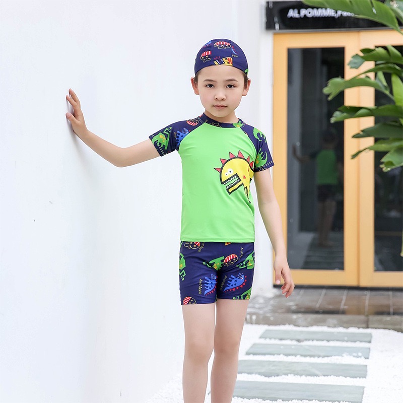 Children Two-piece Swimwear Boys Girls Small Kids Swim Trunks Suitable Dance Sports Scenery Dinosaur Themed