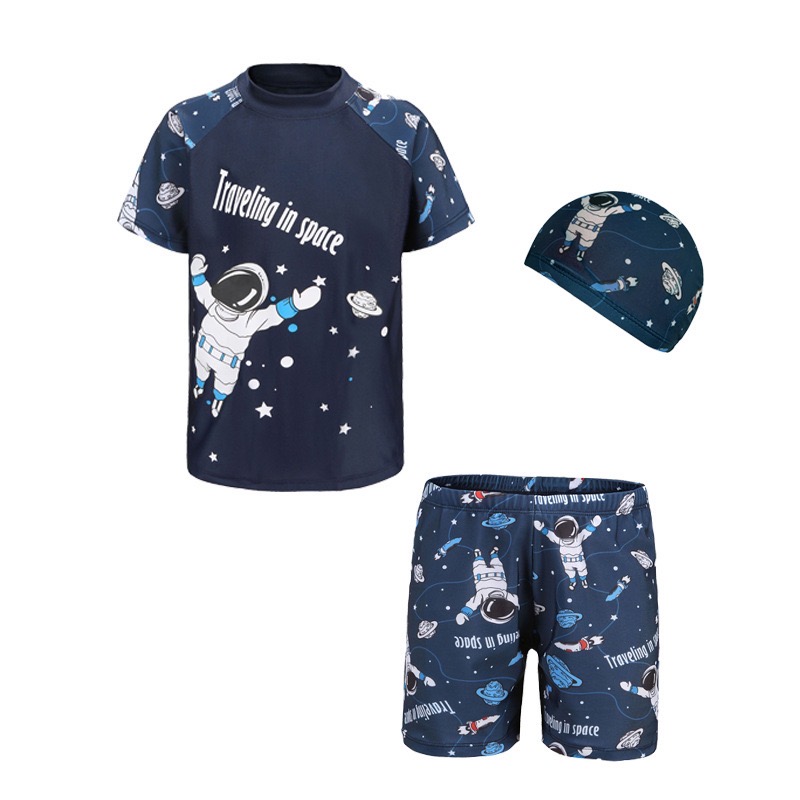 Children Two-piece Swimwear Boys Girls Small Kids Swim Trunks Suitable Dance Sports Scenery Dinosaur Themed