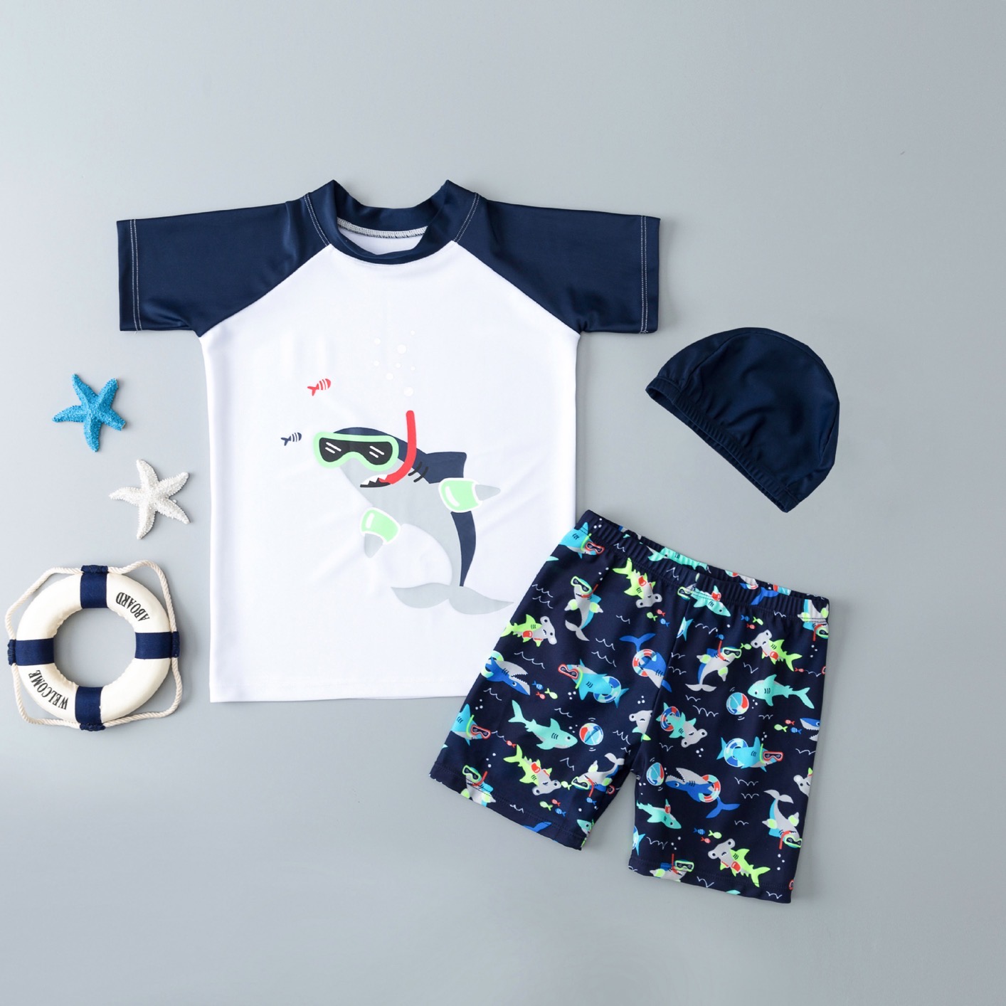 Children Two-piece Swimwear Boys Girls Small Kids Swim Trunks Suitable Dance Sports Scenery Dinosaur Themed