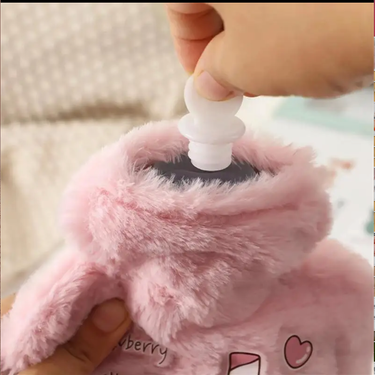 500ML Cute Hot Water Bottle Bag Girls Plush Shoulder Hand Warmer Heat Pack Cute Warm Water Bag Hand Warmer Hot Water Bottle Bag