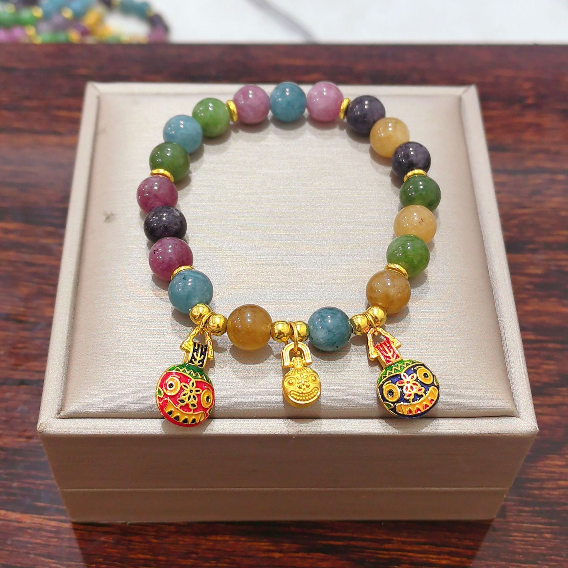 Body accessories, Jingdezhen ceramic accessories, new fashionable flower glaze bead bracelet, multi-color leisure ethnic style