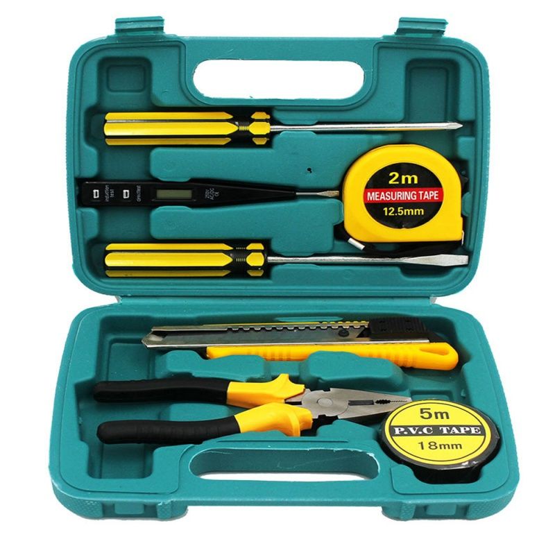 General Household Toolbox Set Tools Inclusive Wire Cutters Derivers Voltage Test Pen Electrical Tape Measure With Hard Case Car Gift Emergency Combination Tool Set Auto Repair Hardware Tools