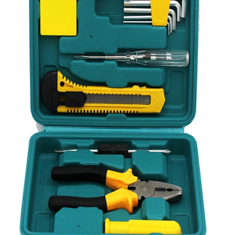 General Household Toolbox Set Tools Inclusive Wire Cutters Derivers Voltage Test Pen Electrical Tape Measure With Hard Case Car Gift Emergency Combination Tool Set Auto Repair Hardware Tools