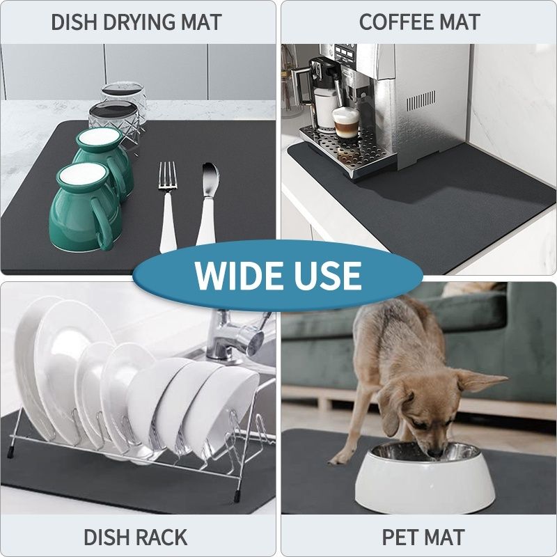 Kitchen Diatom Mud Mat Coffee Drying Pad Retro Tableware Placemat Super Absorbent Nonslip Drain Dish Drying Mat Size: 40*50cm