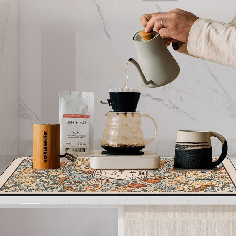 Kitchen Diatom Mud Mat Coffee Drying Pad Retro Tableware Placemat Super Absorbent Nonslip Drain Dish Drying Mat Size: 40*50cm