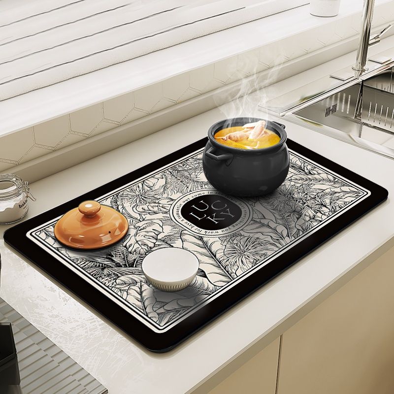 Kitchen Diatom Mud Mat Coffee Drying Pad Retro Tableware Placemat Super Absorbent Nonslip Drain Dish Drying Mat Size: 40*50cm