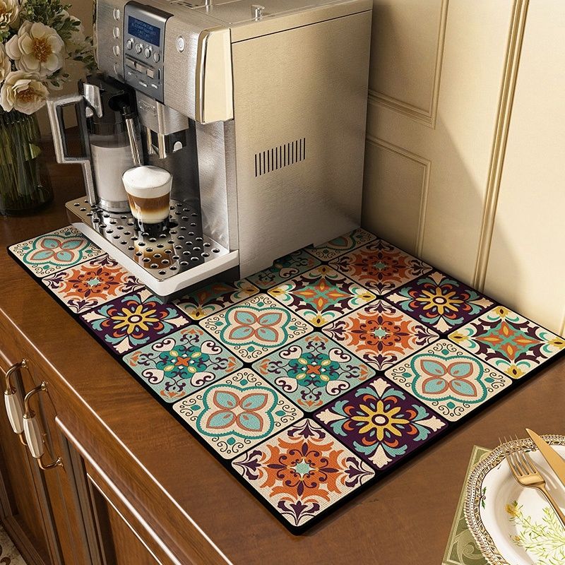 Kitchen Diatom Mud Mat Coffee Drying Pad Retro Tableware Placemat Super Absorbent Nonslip Drain Dish Drying Mat Size: 40*50cm