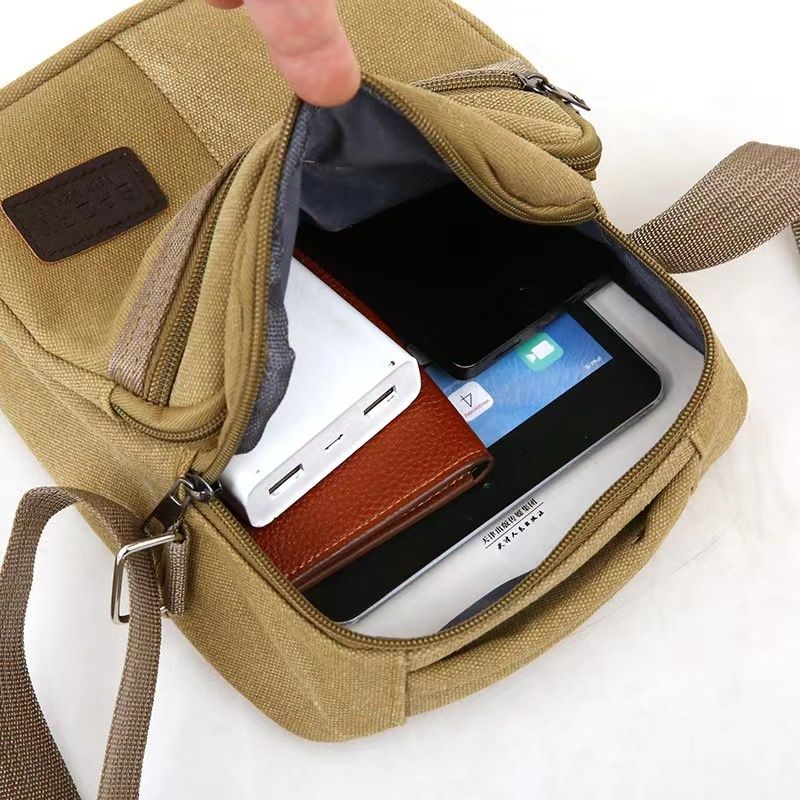 Trendy Men Multifunction Canvas Shoulder Bag Fashion Retro Casual Canvas Crossbody Bag Casual Handbag Simple Design Travel Bag Male Crossbody Bag Flap Handbag Celebrity Recommend Outdoor Handbag